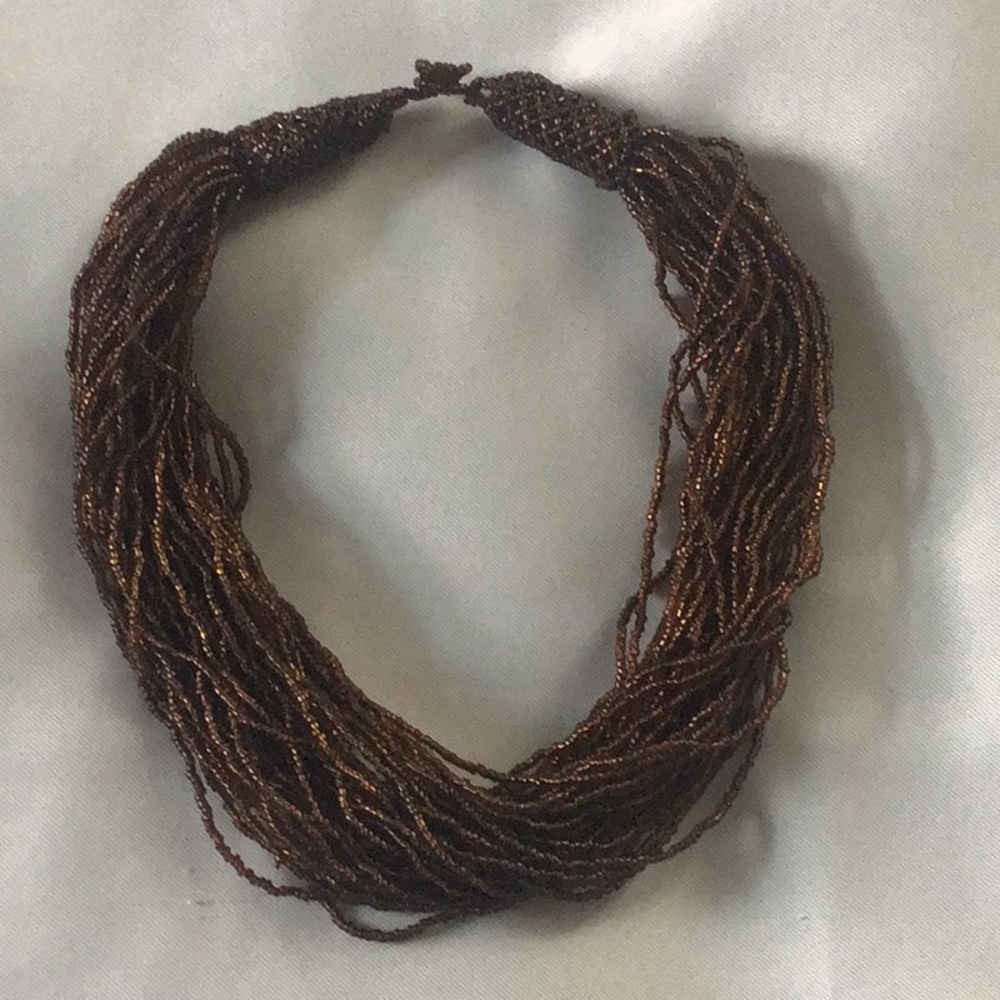 ‼️3/$10‼️3/$10‼️3/$10‼️Multistrand Bronze Seed Bead Necklace. EUC